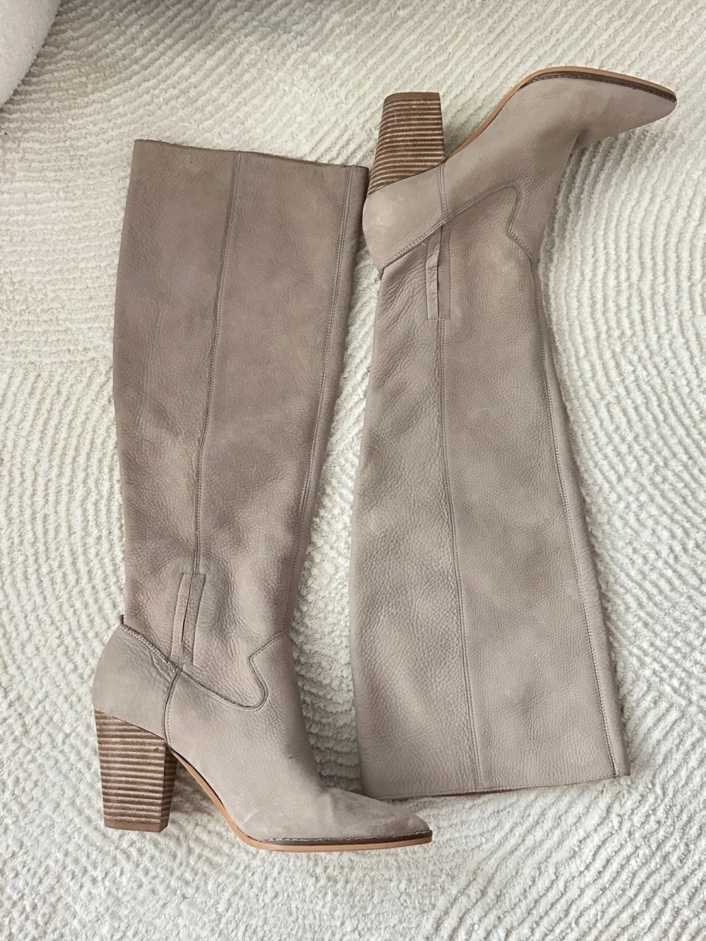 Lucky Brand Tall Leather Western Boots in Taupe Greige Size 8.5M